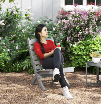 Chaise de jardin en bois Chaise extérieure avec swirl et tilt Charge de dessin 120 kg pour balcon Courtyard 78x48x76 cm Gris