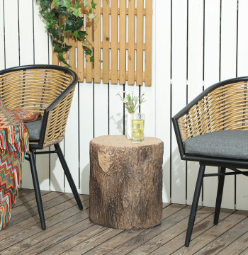 Jardin décoratif Banque en forme d'arbre Ceper Multifonctionnel utilisation Banque extérieure stable et résistante Cour Ø38x42 cm bois