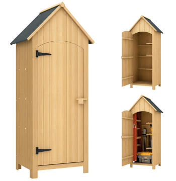 Jardin en bois d'armoire 77,5x54,2x179,5 cm 0,3 m2 Abri Cabinet extérieur pour outils Arrangement avec 3 Shears et 2 Portes à proximité de la cour Terrasse Madère