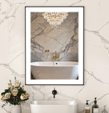 Espejo Casa de Baño con Luz led 80x60 cm Espejo de Parede con iluminación ajustable Función Anti-Embaciamiento Función Memoria y Estructura de Liga de Aluminio Negro
