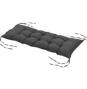 Paddle pour banque de jardin rembourré 100x40x10 cm Coussin rectangulaire pour l'intérieur et l'extérieur avec ceintures rembourrées et gris foncé