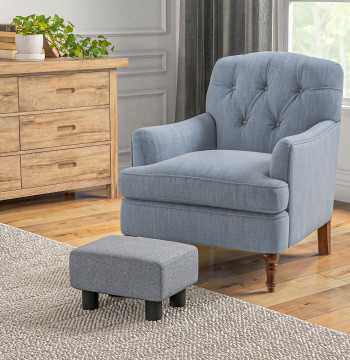 Apoio para os Pés de Sala de Estar Banco Baixo em Linho Banco Retangular com Estrutura de Madeira para Sala de Estar Dormitório 40x30x24 cm Cinzento