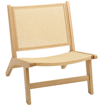 Sedia per stand norreno con schienale e seduta ampia in legno Vime Struttura Pole per Dorm Camera 64x70x74 cm Legno e Beige