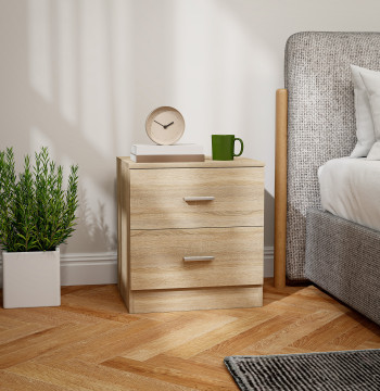 Mesa de Cabeceira Moderna Mesinha de Cabeceira com 2 Gavetas Mesa Auxiliar para Sala Quarto Capacidade 30 kg 45x39,5x49 cm Madeira