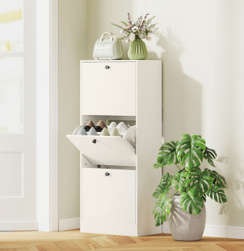 Slipper per ingresso con scaffale regolabile per 12 scarpe Corridor Coppia spazi ridotti 47x28x115 cm Bianco
