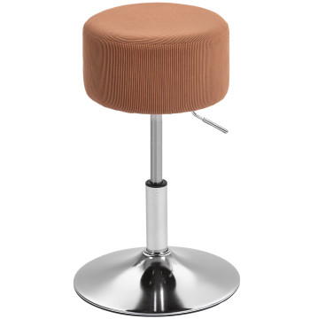 Banco de Bar Giratório Banco Alta de Cozinha Ajustável em Altura 52-66 cm Estofado em Veludo Giratória a 360° para Sala de Jantar Tocador Balcão Marrom