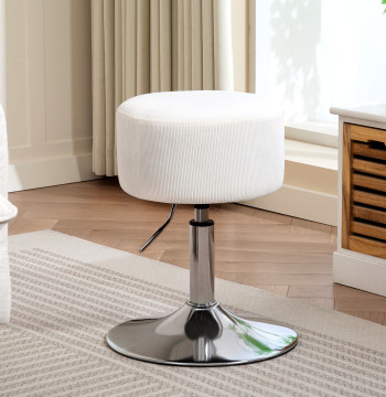 Banque de bar pivotante Siège de cuisine haute réglable en hauteur 52-66 cm Rembourré en velours pivotant à 360° pour la salle à manger Toucher Blanc Balcon