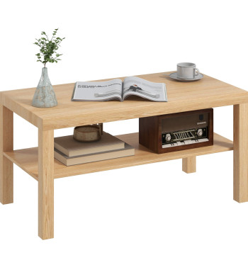 Mesa de Centro Moderno Mesa Auxiliar con Prateleira para Sala de Estar Oficina Capacidad de Carga: 50 kg 90x45x44,5 cm Madeira
