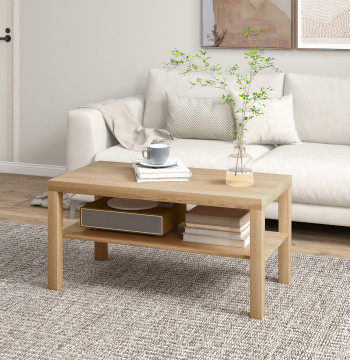 Moderno tavolo centrale ausiliario con scaffale per ufficio Living Room Load Capacità: 50 kg 90x45x44.5 cm Legno