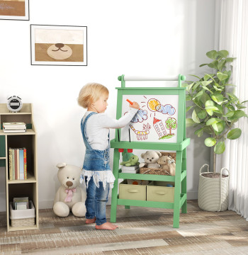 Immagine per bambini Pittura per bambini Cavaliere 3 in 1 Cornice magnetica Doppio Volto con Rotolo di carta e Cestini di fissaggio verde