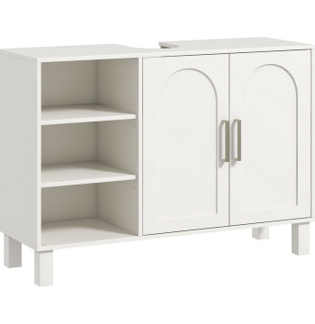 Móvil para Lavatorio Suspenso Móvil para Casa de Baño Moderno con 2 Puertas y Prateleiras Ajustables 90x30x63 cm Creme
