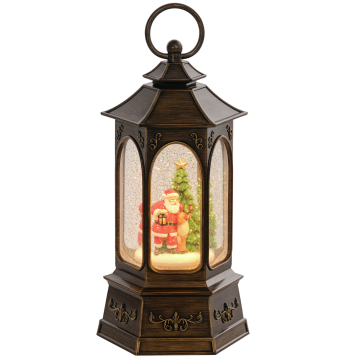 Bola de Neve Farol de Neve com Música e Luzes Globo de Neve com Pai Natal Purpurina Decoração de Natal Bronze