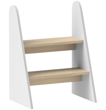 Banco para Crianças de 2 Degraus Torre de Aprendizagem Escada para Crianças acima de 3 Anos para Casa de Banho Cozinha Estante Dormitório 43x30x55 cm Branco