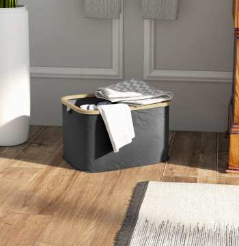 Cesto pieghevole Abbigliamento Cesto Dirty 36 L con maniglia per bagno camera da letto lavanderia 44.3x33.3x26.5 cm Nero