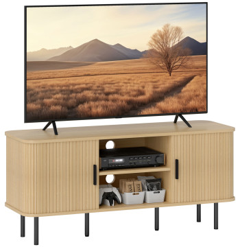 Vintage TV Mobile TV per il soggiorno con 2 porte in esecuzione 2 tende TV mobili aperto fino a 55 pollici 120x40x55 cm Rovere