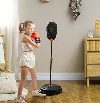 Punching Ball para niños mayores de 5 años Kit de Boxeo para niños con Luvas de Boxeo Altura ajustable 88-124 cm y Base Rellenable Negro