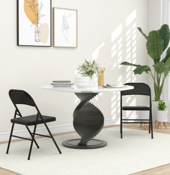 Conjunto de 2 Cadeiras Dobráveis Cadeiras Dobráveis com Encosto e Estrutura de Aço para Sala de Estar Escritório Estúdio 45x46x78 cm Preto