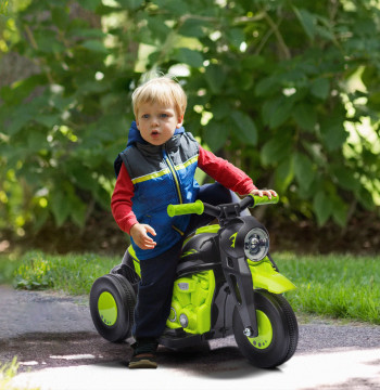 Motel électrique pour les enfants de plus de 2 ans Mota a Batteria pour les enfants 6V avec ampoules de lumière Fonction Musique Moto pour les enfants avec vitesse 3km/h Charge 30 kg Vert