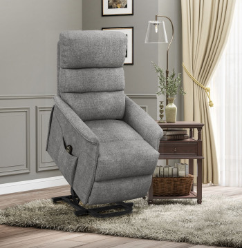 Poltrona Relax Reclinável Elétrica Poltrona Levanta Pessoas com Controlo Remoto e Bolso Lateral Poltrona Elétrica para Sala de Estar Dormitório 66x90x96 cm Cinza