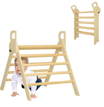 Triangle d'apprentissage du triangle en bois pliable pour les enfants de 18-48 mois pour développer l'équilibre et les compétences de coordination 82x66x71 cm Madère