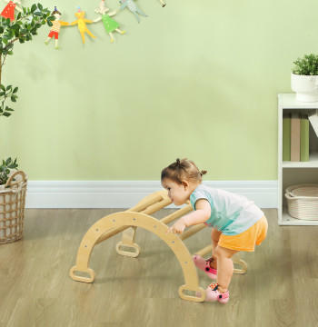 Arco di apprendimento per bambini 2 in 1 Arco di arrampicata per bambini da 18-48 mesi Baloço per bambini carico 50 kg 68x42x36 cm Legno