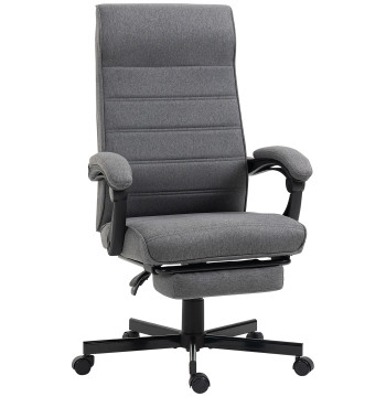 Chaise de bureau pivotante Chaise de bureau inclinable avec bras réglables en hauteur Support des pieds rétractables pour salon Studio Charge 20kg 68x67x106-114 cm Gris