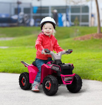 Cuadriciclo eléctrico para niños 18-36 Meses Vehículo eléctrico la batería de 6V con Velocidad 2,5 km/h Avance y marcha Atrás 70x41,5x48,5 cm Rosa