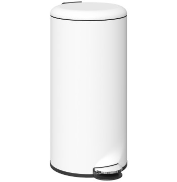 Balde de Lixo para Cozinha 30L Cubo de Lixo com Pedal Tampa com Fechamento Suave e Cubo Amovível para Escritório Estúdio Creme