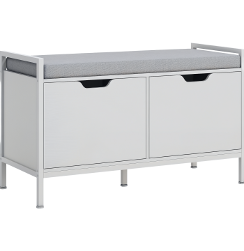 Banque Sapateira avec siège avec coussin amovible pour 4 chaussures Paires Banque de Slippery pour entrée couloir salon 84x35x50 cm Blanc