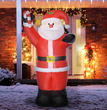 Babbo Natale gonfiabile 240 cm Babbo Natale gonfiabile con le luci del LED del banco e la decorazione di Natale dell'inflator elettrico per l'esterno e l'interno Multicolor