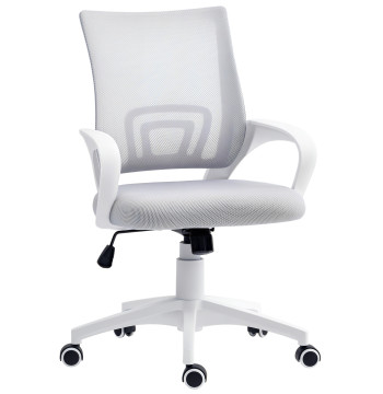 Cadeira de Escritório de Malha Cadeira de Escritório Giratória com Altura Ajustável Função Basculante e Apoio para os Braços Cadeira de Estúdio Carga 120 kg 57x55x89-109 cm Cinza