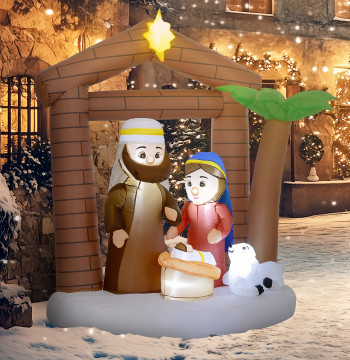 Décoration gonflable de Noël avec lumières LED et gonflable de Noël extérieur gonflable gonflable Insufflateur gonflable 150x90x185 cm Multicolore