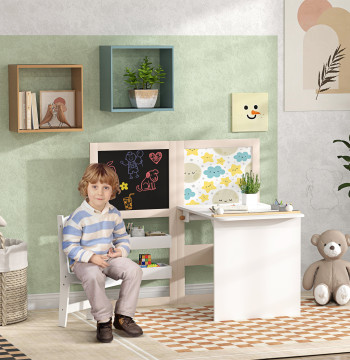 Tavolo e sedia bambino di 2 parti tavolo per i bambini con sedia a sdraio tavolo pieghevole per i bambini sopra i 3 anni con cesoie rotolo di carta per la stanza di gioco bianco Dorm