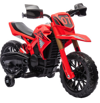 AIYPLAY Mota électrique pour les enfants de plus de 3 ans Batterie vélo pour enfants 6V avec roues d'entraînement et corne de vélo pour enfants charge 30 kg 105x57x62 cm rouge