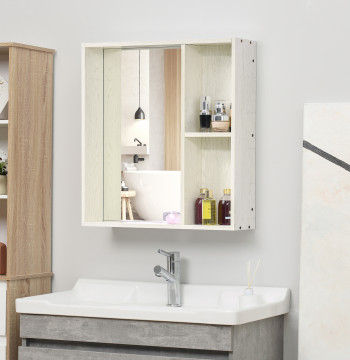 Cabinet de salle de bain avec cabinet miroir avec miroir pour salle de bain mobile pour salle de bain de style moderne 63x15x65 cm Blanc