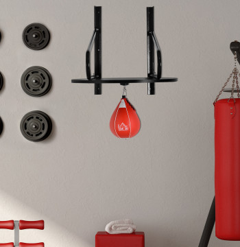 Pera de Boxeo con Soporte de Parede Punching Ball para Boxeo con Plataforma ajustable en Altura Soporte Giratorio e Insuflador 60x73x80 cm Rojo y Negro