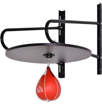Pera de Boxeo con Soporte de Parede Punching Ball para Boxeo con Plataforma ajustable en Altura Soporte Giratorio e Insuflador 60x73x80 cm Rojo y Negro