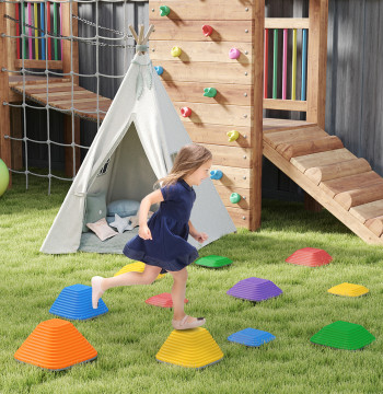 Ensemble de blocs d'équilibre pour enfants 11 pièces empilables Jeu d'équilibre pour enfants au-dessus de 3 ans Antislip pour intérieur et extérieur multicolore