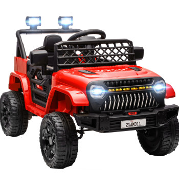 Voiture électrique pour les enfants de plus de 3 ans Voiture électrique enfant UTV batterie de voiture 12V avec télécommande de vitesse phares USB réglables et Horn 95x62.5x65 cm Rouge
