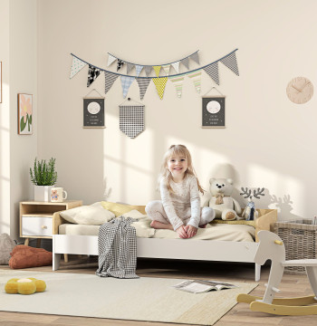 Cama para Crianças acima de 3 Anos 143,5x74x40 cm Cama de Madeira para Crianças Carga 80 kg para Dormitório Branco e Madeira