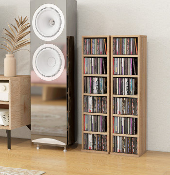 Libreria per CD o DVD CD con 12 scomparti per 204 CD e Shelf regolabile per Dorm Room 2 Unità 21x22,5x88.5 cm Legno