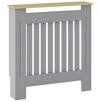 Revêtement radiateur 78x19x83 cm MDF Revêtement radiateur et mélamine de bois avec dispositif anti-tombage Dessin moderne pour chambre de dorme grise