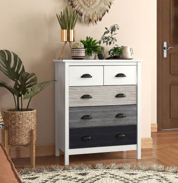 Commoda avec 5 tiroirs confortables pour Dortoir Moderne avec Commode Anti-Tomb pour le Corridor de Salon 70x38x85 cm Blanc