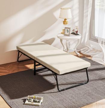 70x180 cm Letto pieghevole con materasso in schiuma Letto pieghevole con schienale regolabile in 5 posti e letto ruote per ospiti carico 120 kg