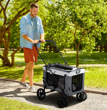 Panier pour animaux de compagnie estimation Panier pour chiens pliables avec compartiments Inmontable 4 portes avec fermeture 2 ceintures de sécurité et de transport 81x58x97,5 cm gris