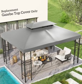 4x3m Risveglio di ricambio per giardino Pergola 2 Livelli traspirante con 10 orifizi di drenaggio Pergola esterna copertura di ricambio grigio chiaro