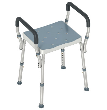 Chaise de douche pour personnes âgées avec hauteur réglable en aluminium Chaise de douche antidérapante 150 kg pour personnes âgées et non-capacité 52x45x57-69 cm Bleu