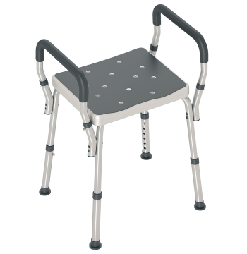 Banco de Duche Cadeira de Duche para Pessoas Idosas com Altura Ajustável Cadeira de Duche de Alumínio Antiderrapante Carga 150 kg para Idosos e Descapacitados 52x45x57-69 cm Cinza
