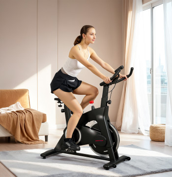 Bicicleta Estática Bicicleta Fitness com Volante de Inércia de 15 kg Ecrã LED Guiador e Assento Ajustável Carga 120 kg para Casa Ginásio 108x53x111 cm Preto