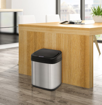 Seau de déchets de cuisine en acier inoxydable 20L avec capteur infrarouge Ouverture automatique Cube amovible et poignée 33x25x42.5 cm Argent et noir